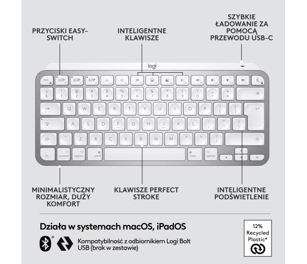 LOGITECH MX Keys Mini Mac Pale 920-010526 jasnoszara - 680466 - zdjęcie 11
